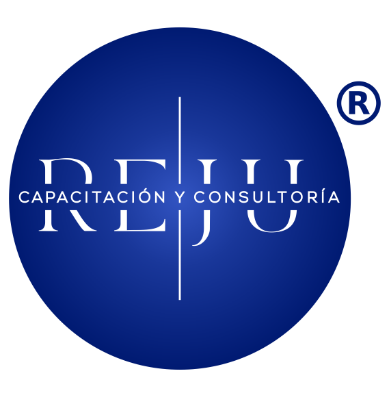 LOGOTIPO REJU AZUL DEGRADADO MARCA REGISTRADA